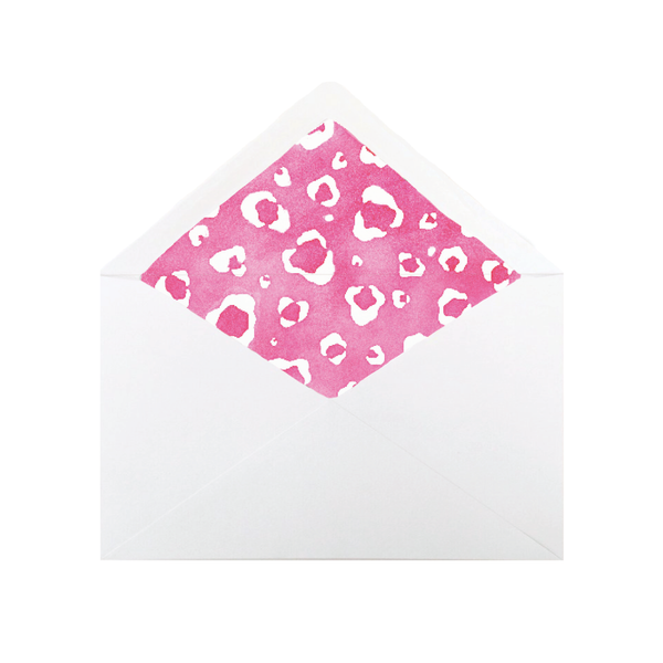 Leopard Fuchsia Letterpress Fine Paper Fold Over Stationery