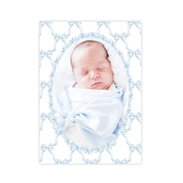 Leslee Bow Blue Birth Announcement