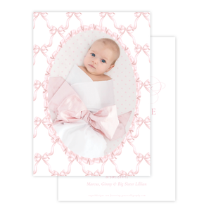 Leslee Bow Pink Birth Announcement