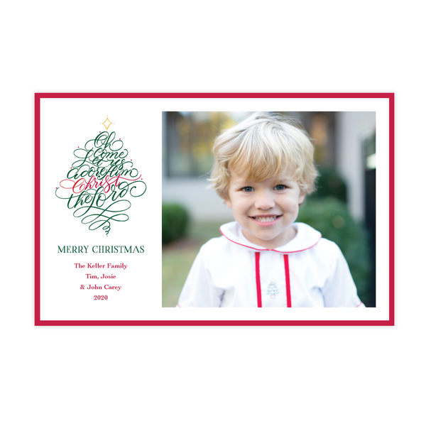Let Us Adore Him A9 Christmas Card Red Landscape