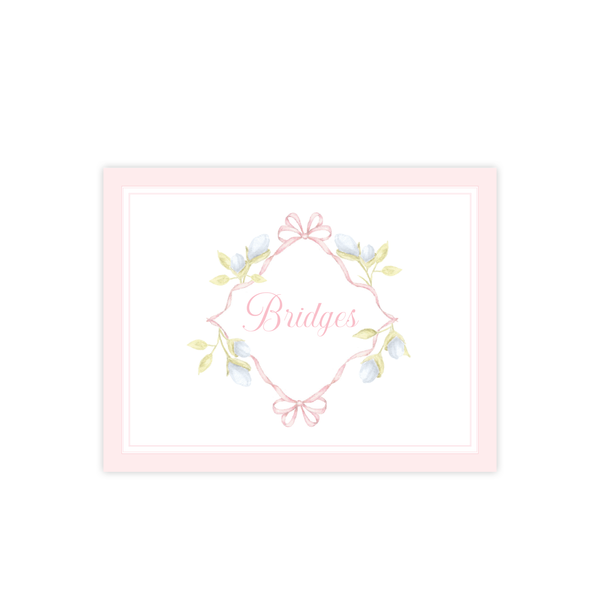 Lovely Lily James Pink Border Name Fold Over Stationery by Sugar B Designs