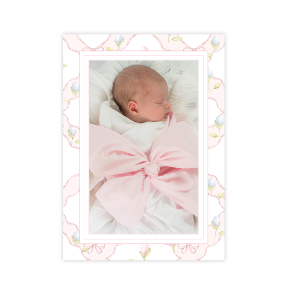 Lovely Lily James Pink Pattern Birth Announcement