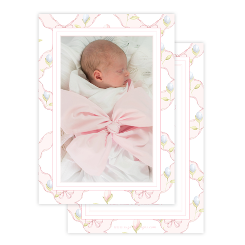 Lovely Lily James Pink Pattern Birth Announcement