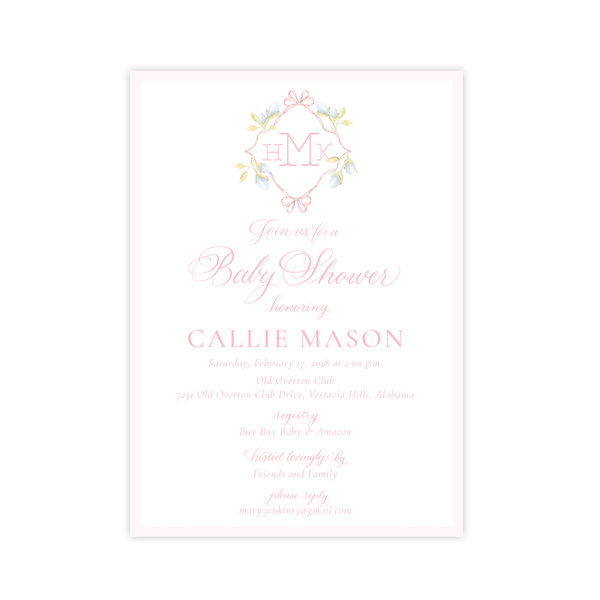 Lovely Lily James Pink Baby Shower Invitation