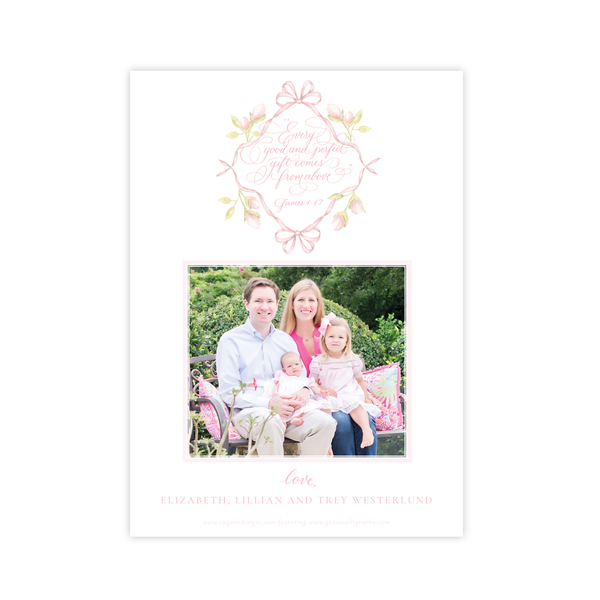 Lovely Lily James Pink Ribbon Birth Announcement