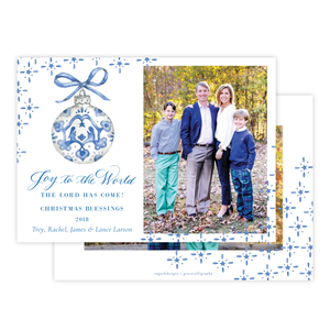 Manger Miracle Blue Horizontal Christmas Card