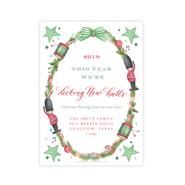 Marching Toy Soldier Tinsel Change of Address Christmas Card