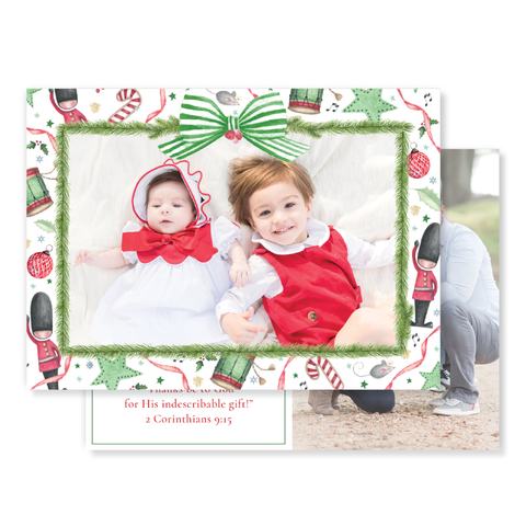 Marching Toy Soldier Tinsel Horizontal Christmas Card