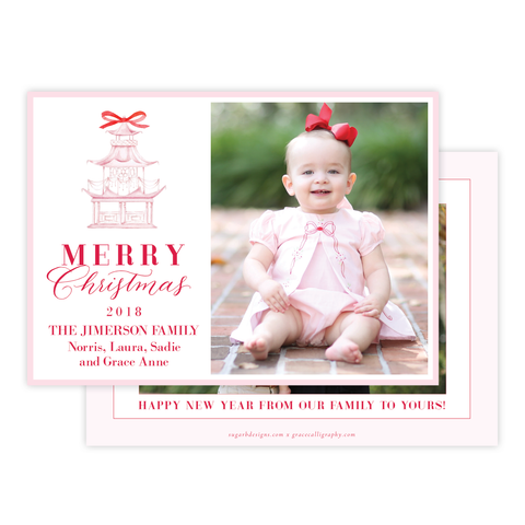 Marella Manor Pink 2018 Landscape Two Photo Christmas Card