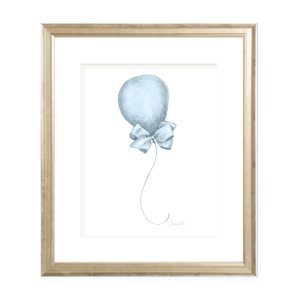 Merry Balloons in Blue Watercolor Print