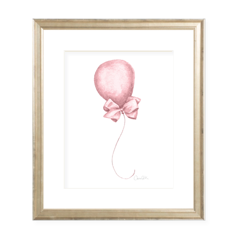 Merry Balloons in Pink Watercolor Print