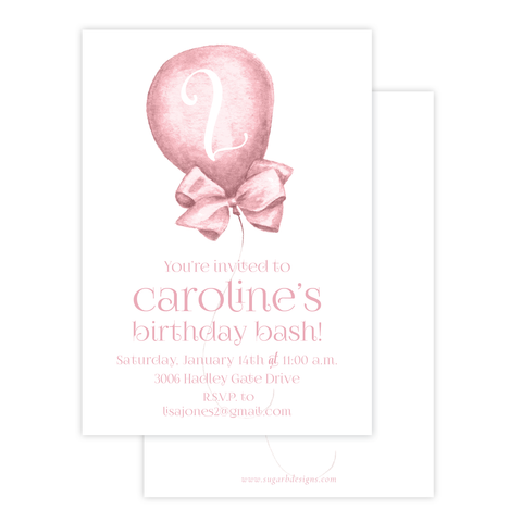 Merry Balloons Pink Birthday Invitation