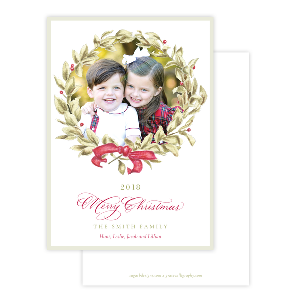 Meryl Wreath Red Change of Address Christmas Card