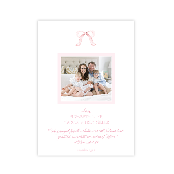 Mini Pink Bow Birth Announcement