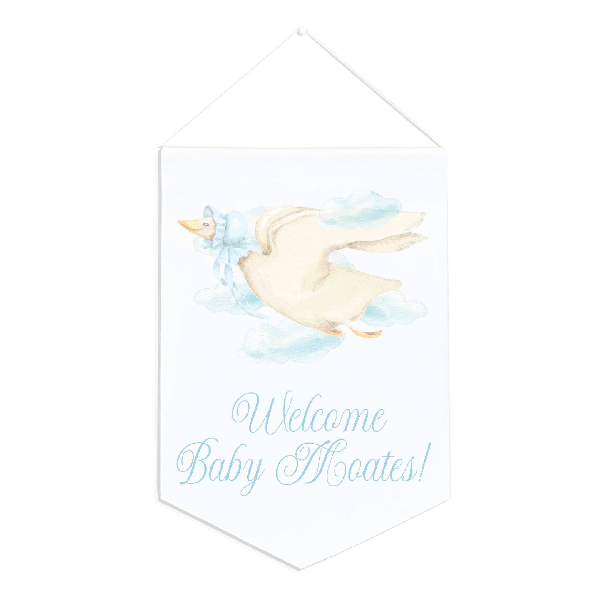 Mother Goose Blue Canvas 12x16.5 Personalized Baby Banner