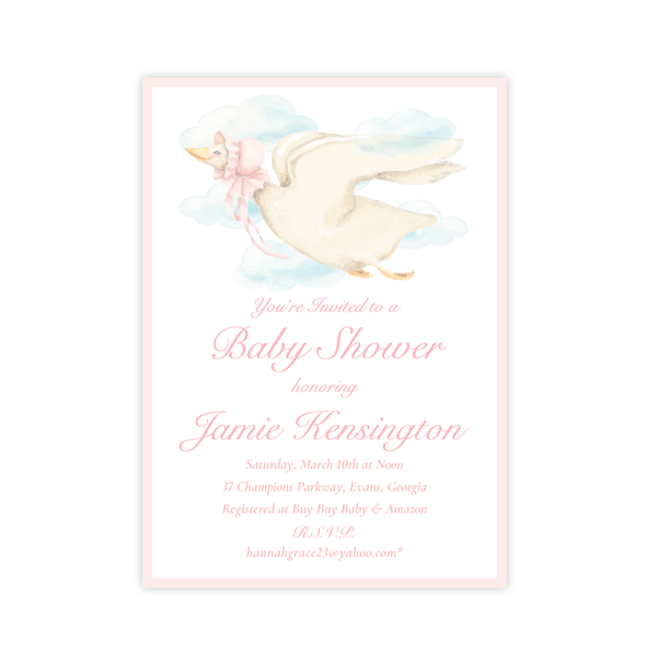Mother Goose Pink Baby Shower Invitation