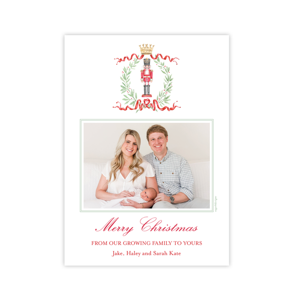 Nutcracker Royal Wreath Birth Announcement Christmas Card