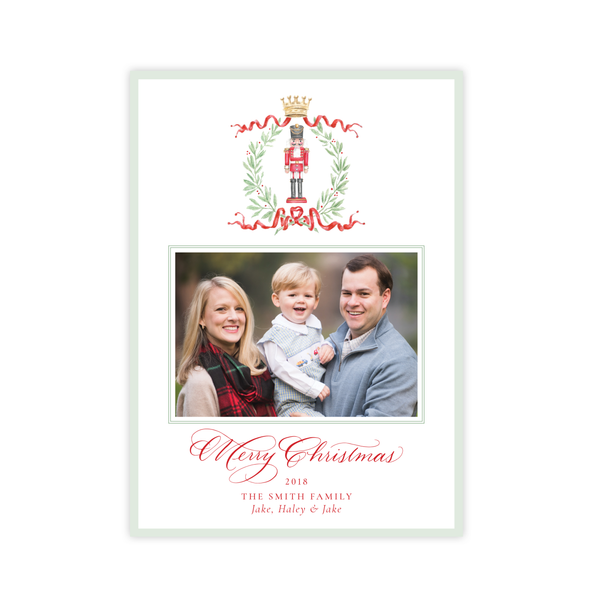 Nutcracker Royal Wreath Change of Address Christmas Card