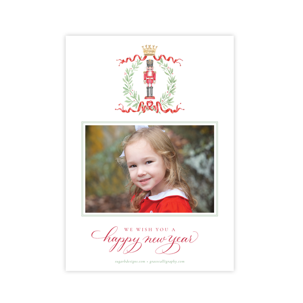 Nutcracker Royal Wreath Vertical Christmas Card