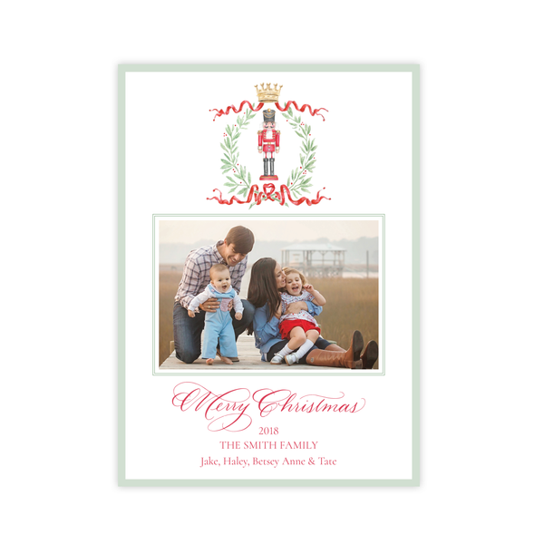 Nutcracker Royal Wreath Vertical *Multi Photo, Various Lengths* Christmas Card