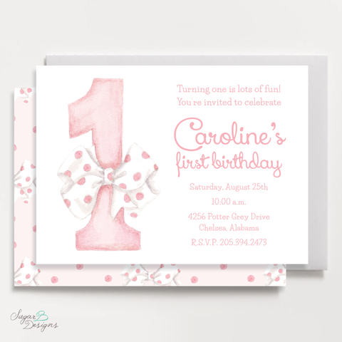 One-Derful Pink Birthday Invitation