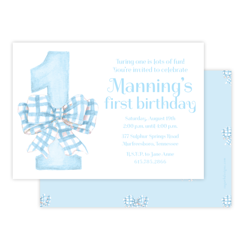 One-Derful Blue Birthday Invitation