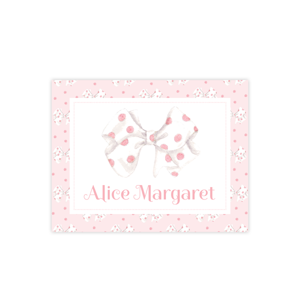 One-derful Pink Bow Fold Over Stationery
