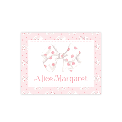 One-derful Pink Bow Fold Over Stationery