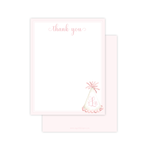 Party Hat Light Pink Flat Stationery