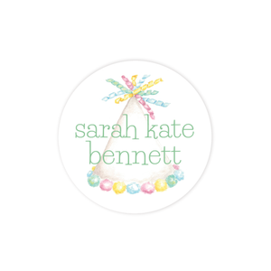 Party Hat Colorful Round Sticker