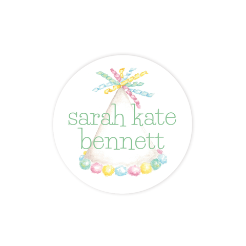 Party Hat Colorful Round Sticker