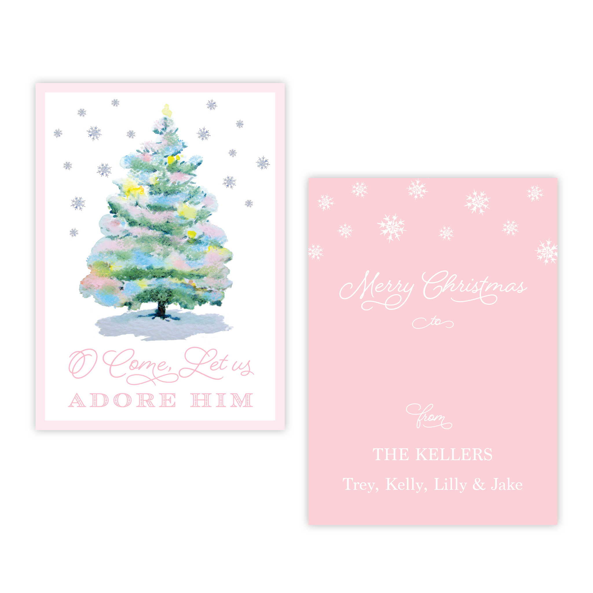 Pastel Christmas Tree Pink 4 Bar Christmas Gift Tag