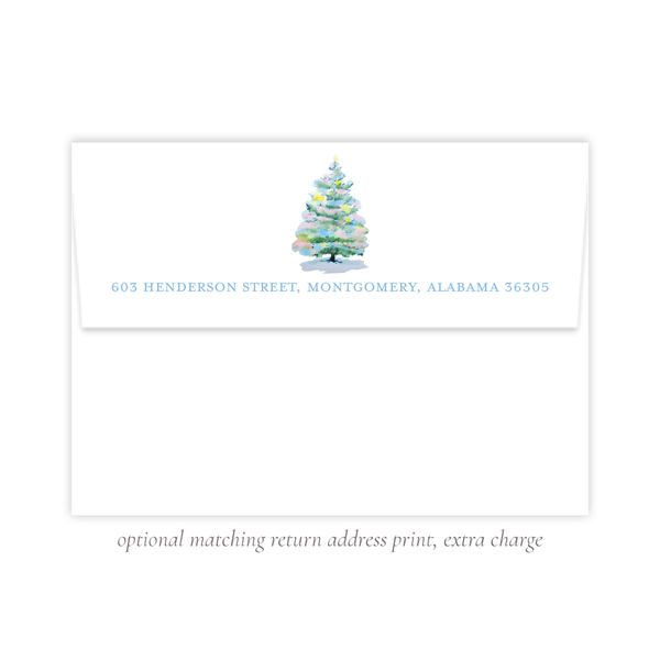 Pastel Christmas Tree Landscape Christmas Card
