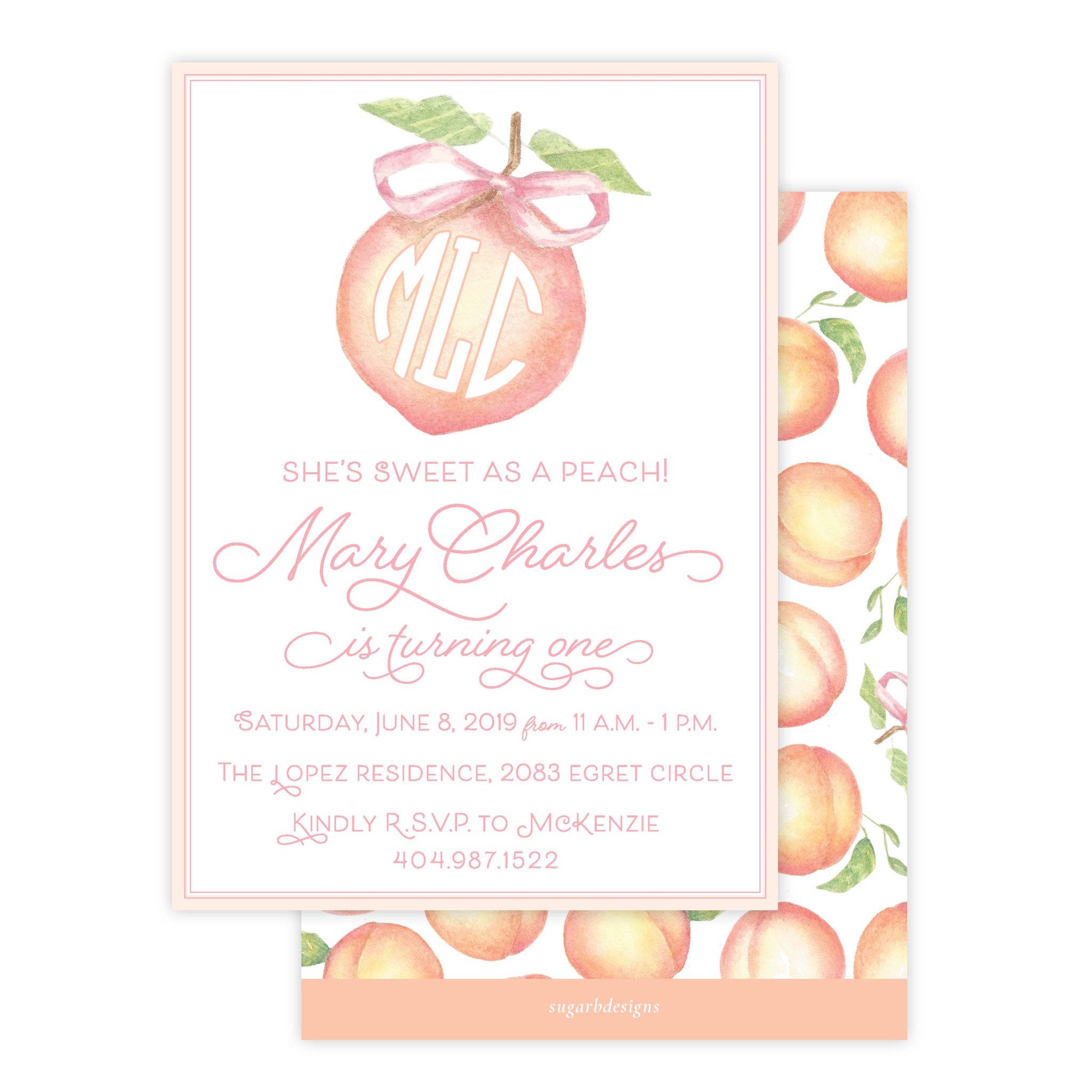 Peaches Birthday Invitation