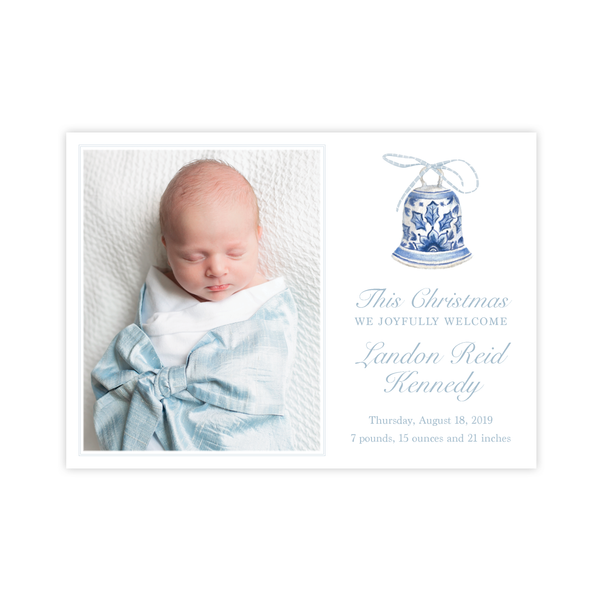 Peden Blue Birth Announcement Christmas Card