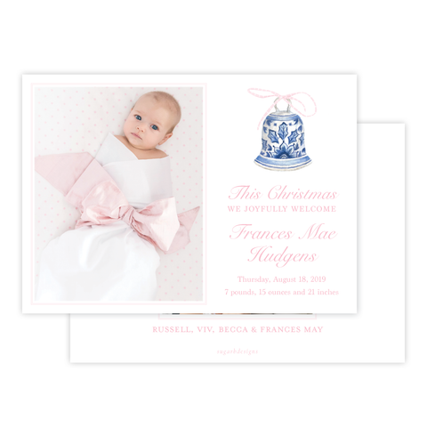 Peden Pink Birth Announcement Christmas Card