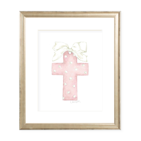 Perennial Cross Pink Watercolor Print