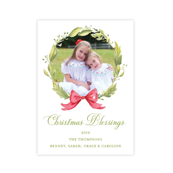 Petite Wreath Red Family Christmas Card