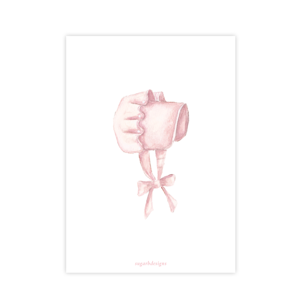 Pink Bonnet Birthday Portrait Invitation