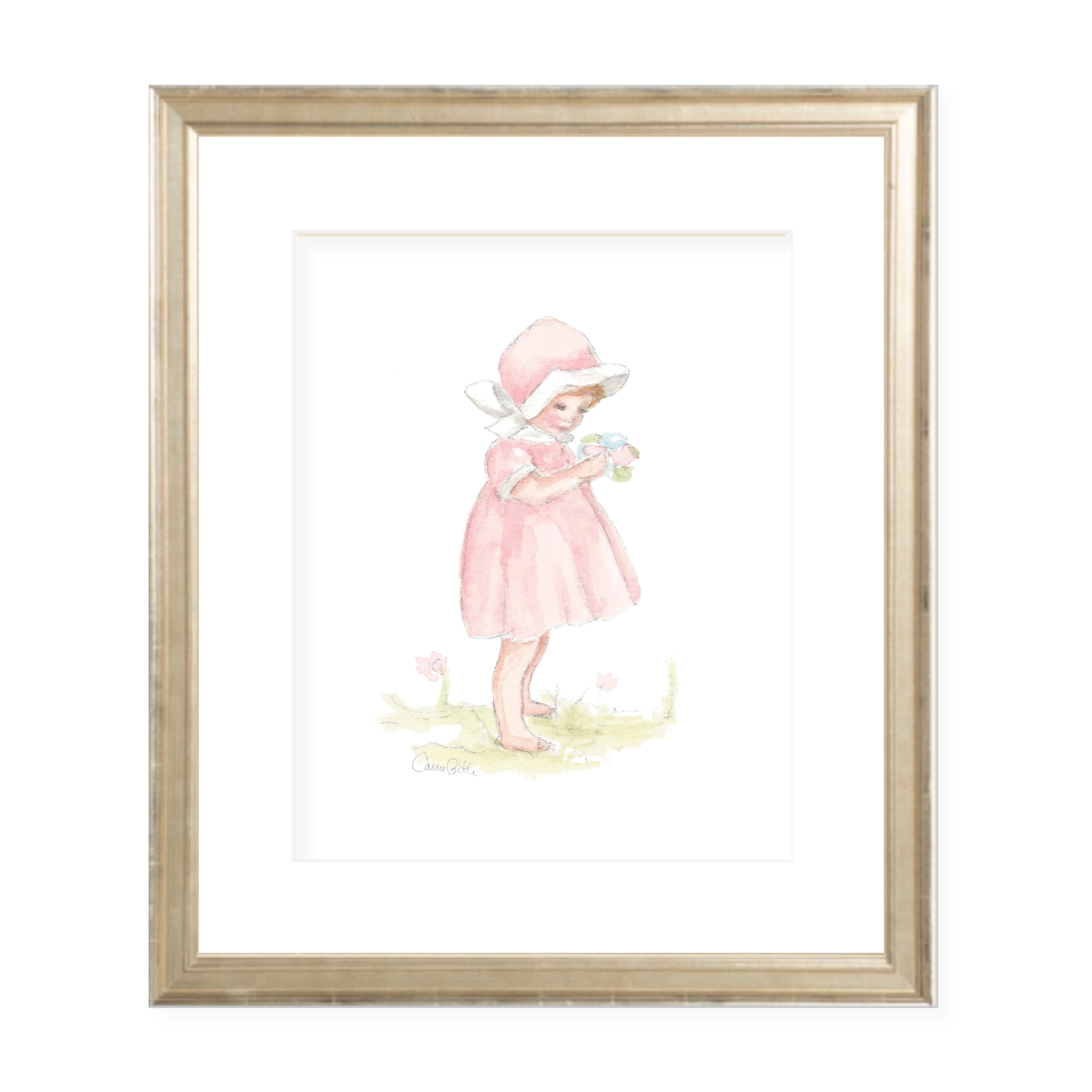 Pink Petal Girl Watercolor Print by Sugar B Designs