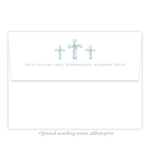 Ribbon Cross Light Blue Envelope Return Address Print