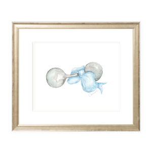 Carlson Rattle with Blue Sash Watercolor Print
