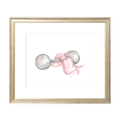 Carlson Rattle with Pink Sash Watercolor Print