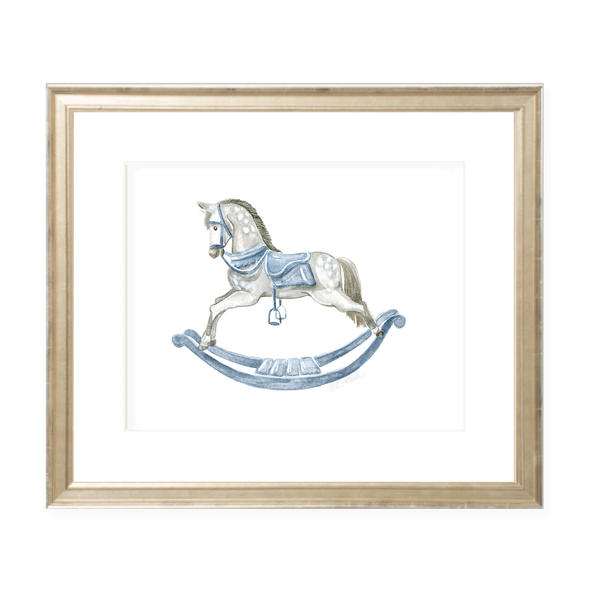 Ridley the Rocking Horse Landscape Watercolor Print