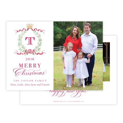 Royal Wreath Red Landscape Christmas Card