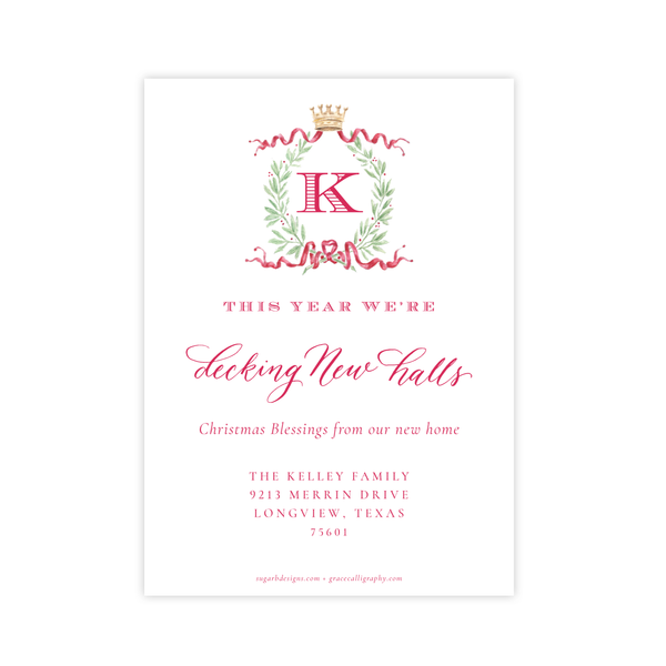 Royal Wreath Red Change of Address Christmas Card