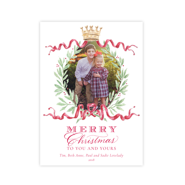Royal Wreath Red Vertical Christmas Card
