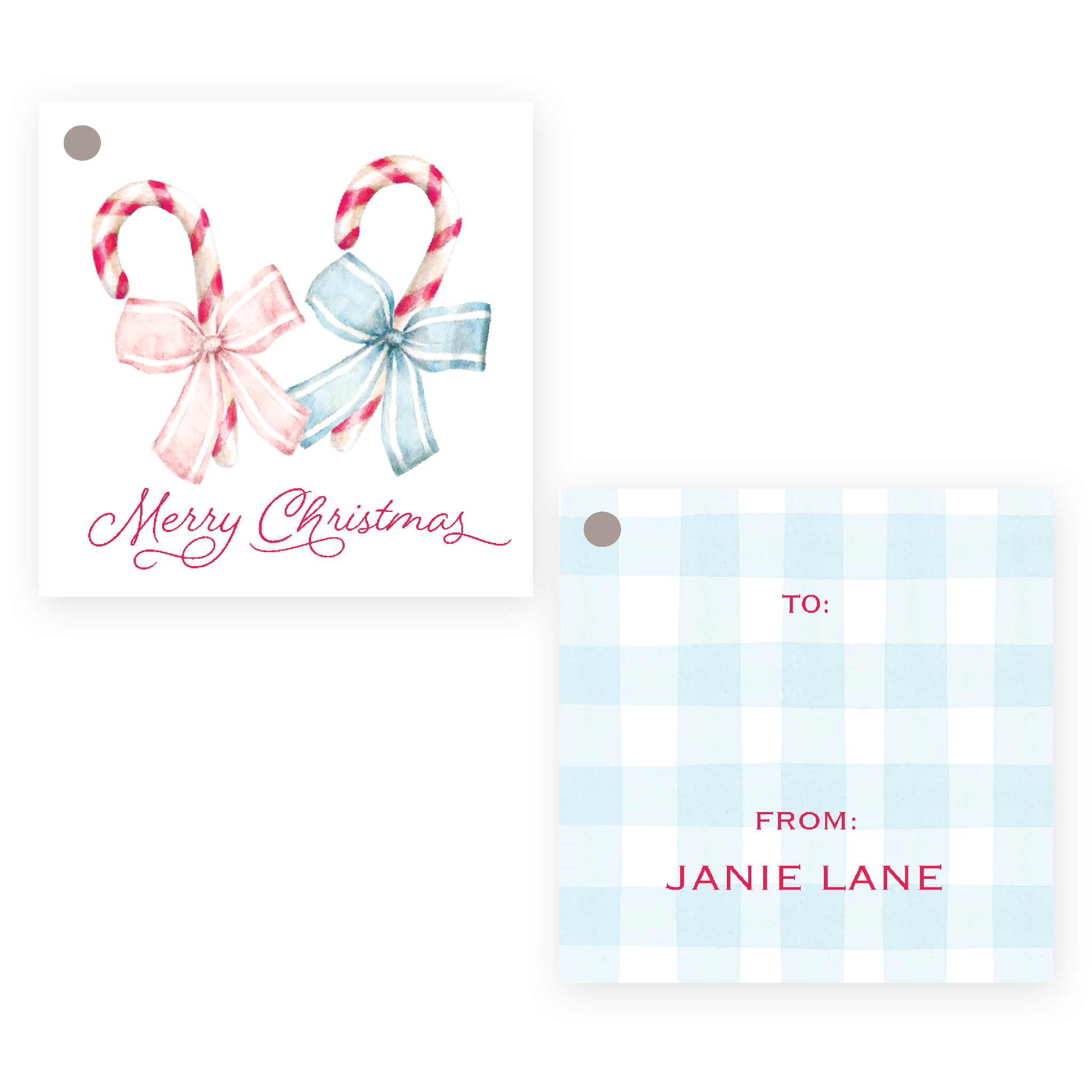 Sweet Treats Pink and Blue Square Christmas Gift Tag