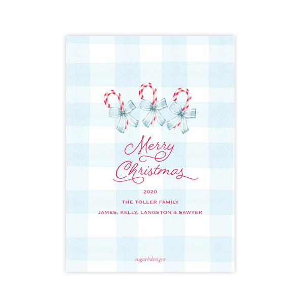 Sweet Treats Blue Border Christmas Card Portrait