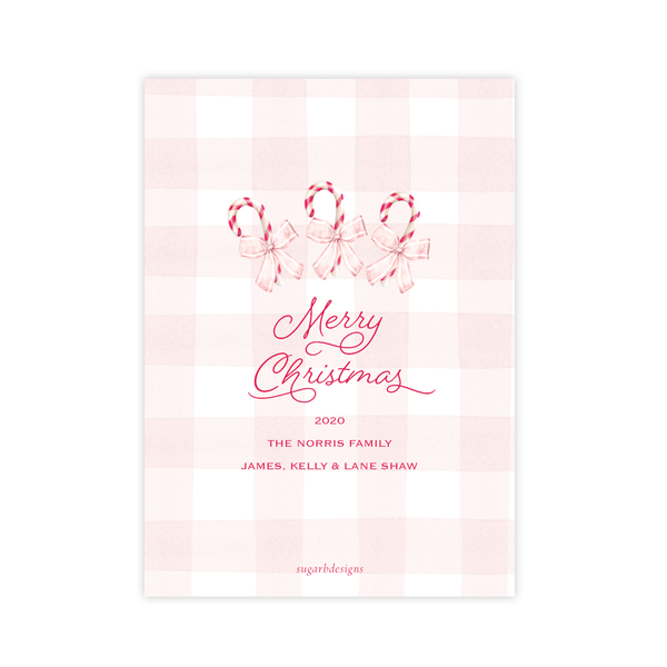 Sweet Treats Pink Border Christmas Card Portrait